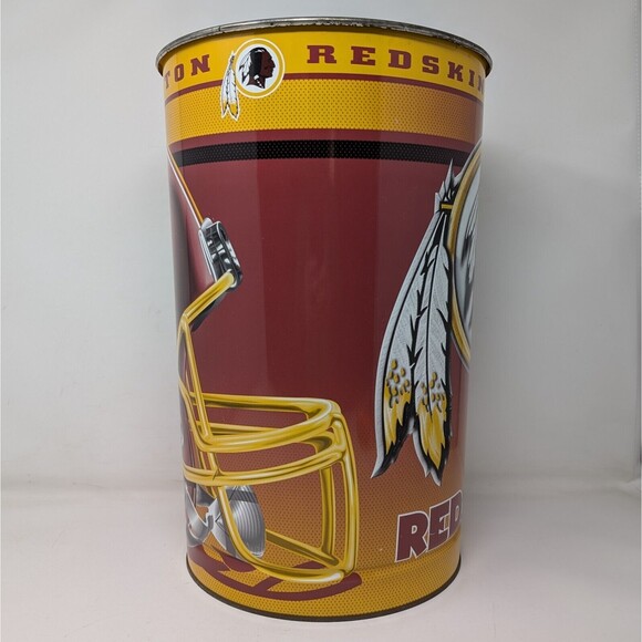 Vtg Washington Redskins 15" Metal Trash Can Waste Basket WinCraft NFL Football - Picture 4 of 7